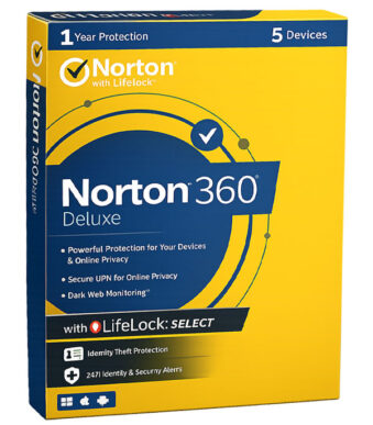 Norton 360 Deluxe with LifeLock Select 1 Year 5 Devices